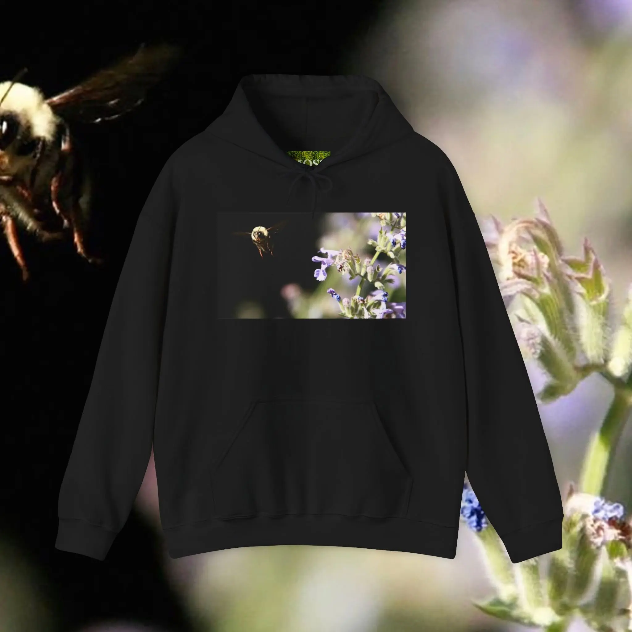 MOSS, Honey Bee in Flight: Unisex Heavy Blend™ Hooded Sweatshirt