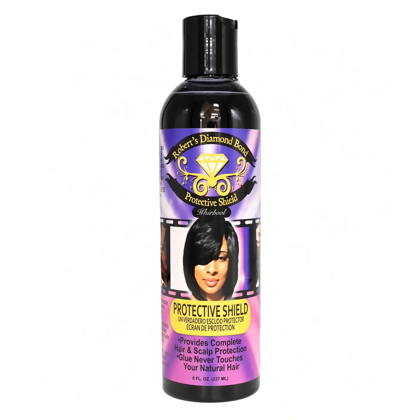 Robert's Diamond Bond Shield Kharkoal Haircare Treatment, Gentle Formula Designed for Hair Bonding Sessions, 237ml Restore & Protection Solution for All Hair Types That Keeps Glue Away Hair Care Products Intensive Haircare Luxurious Haircare Haircare Liqu