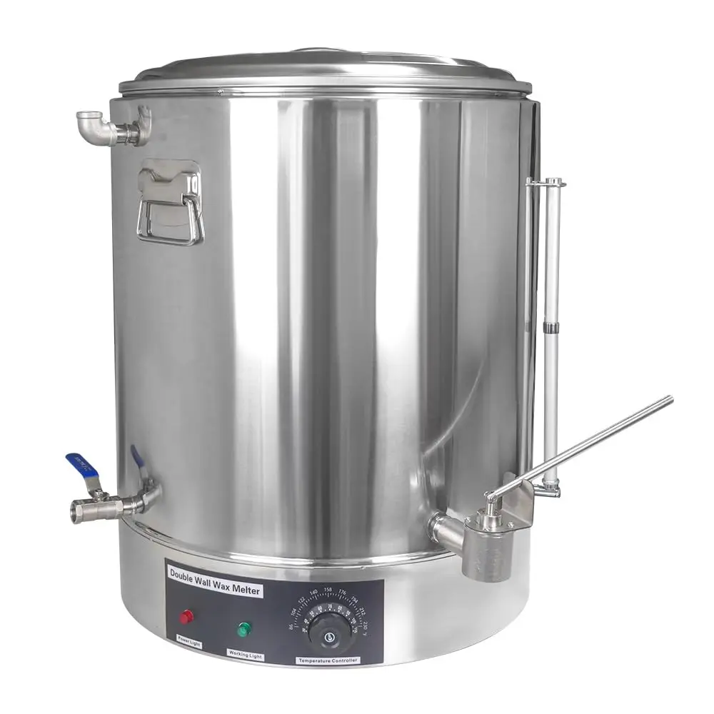 Heated Honey Bottling Tank 19 Gallon Stainless Steel Double Wall Wax Melter with No Drip Honey Gate Valve and Strainer Adjustable Temperature for Storage and Bottling Honey Containers Kitchen Utensils Smooth Set Set