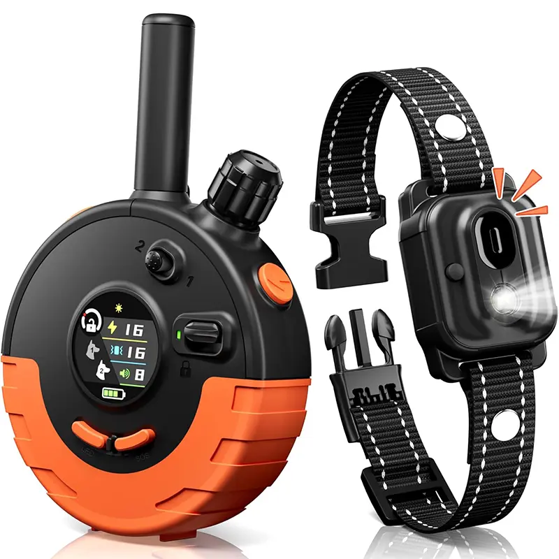 Papani Dog Shock Collar with Remote, 3300FT Dog Training Collar, Orange | Rechargeable IPX7 e-collar with beep,vibration,shock,led light,shock/no-shock for small medium large dogs 10-120lbs T30