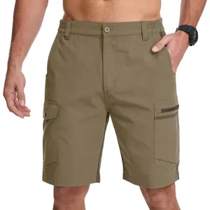 Jessie Kidden Mens Fishing Hiking Cargo Shorts with Zipper Pockets, Stretch Casual Water Resistant Quick Dry Shorts for Men (6221 Khaki-Khaki 32)