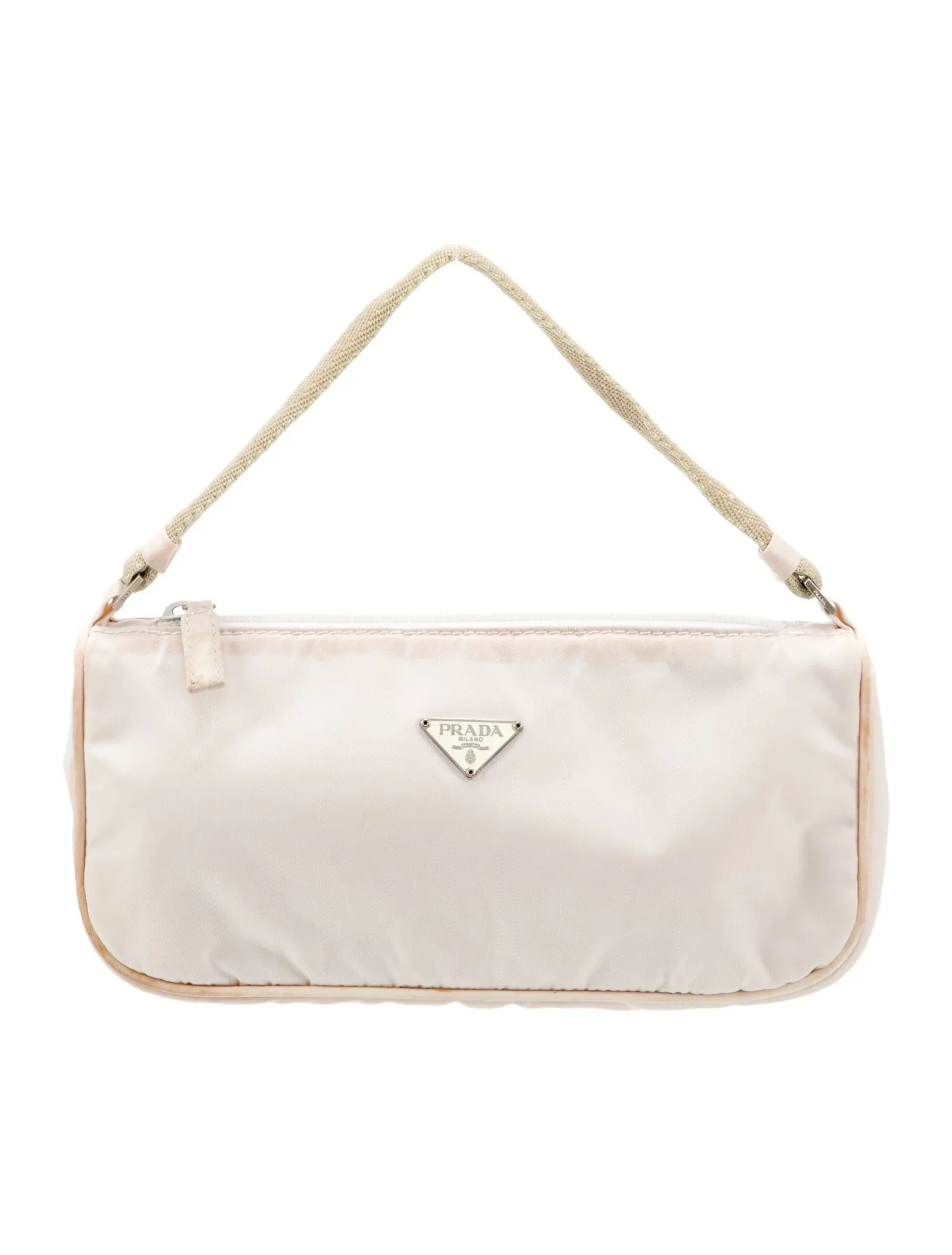 Pre-owned PRADA Nylon Shoulder Bags Enameled Metal Triangle Tessuto Pochette xiaotang20260308205