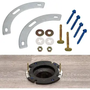 Fix-A-Flange Complete Toilet Flange Repair Kit, Universal Water Closet Flange Repair for Broken/Cracked Flanges, Fits Cast Iron/PVC/ABS, Works on Concrete