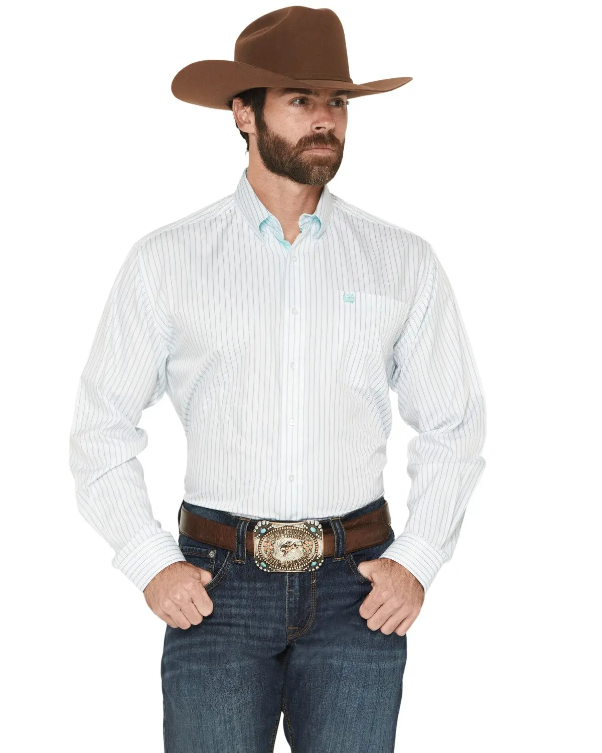 Cinch Men's Men'S Stripe Print Tencel Long Sleeve Button-Down Western Shirt - Mtw1106061