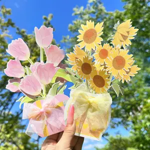 3D Floral Pop-Up Birthday Cards, Vibrant Flower Design, Includes Envelope & Message Card, Creative Paper Art Gift, Perfect for All Occasions