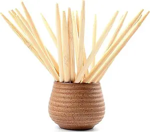 5.5 inch Semi Point Bamboo Skewers - 5mm Thick Natural Bamboo Sticks For BBQ Caramel,Candy Apple Sticks, Corn Dog,Corn Cob,Cookie,Lollipop,Kabob,Gril.(100 pcs) Plastic Utensils Sturdy