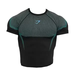 Men's Onyx 5.0 Seamless Muscle Fit - RARE Color Black Brand Blue Short Sleeve Activewear for Men High Performance Gym Wear