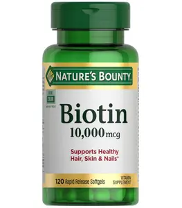 Nature's Bounty Biotin Hair Skin and Nails Vitamins, Supports Healthy Hair, Skin and Nails, 10,000 mcg, 120 Softgels (Pack of 1)