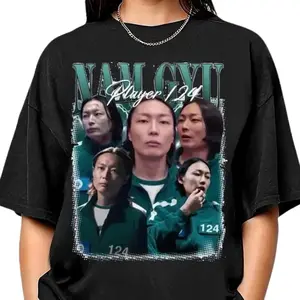 Nam Gyu Player 124 Bootleg Graphic T-Shirt – Squid Game 3 Inspired Tee, Vintage Cotton Top, Classic Summer Outfit, Unisex Movie Merch for Fans