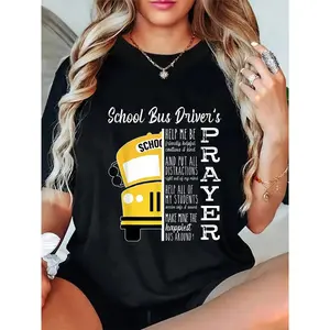 GGOR 100% Cotton School Bus Driver's Prayer School Bus Driver Outfits Funny T-Shirt