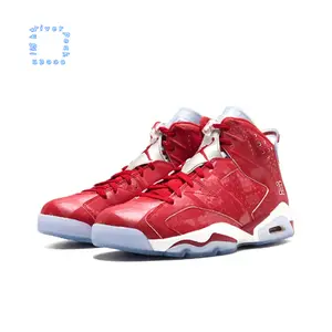 Red and White High-Top Retro Basketball Shoes, Translucent Outsole