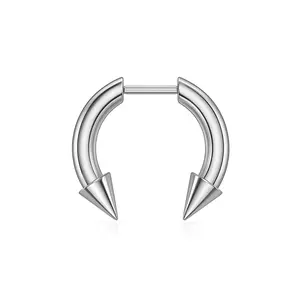 Faux Stretched 8GA Spike Ends Horseshoe Septum Barbell - Stainless Steel