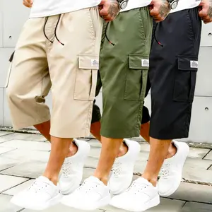 Men's 3-Pack Cargo Shorts | Summer Loose Fit Street Style Bermuda Shorts with Large Pockets | Casual Outdoor Beach Shorts solid flap pocket cargo short breathable quick-dry athletic short three-piece set springstatements styling urban letter patch design,