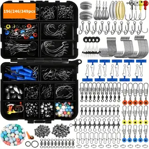 Takami Fishing Gear Set, 196-349 Pieces, Lead Material, Mixed Colors, Ideal for Holidays, Includes Hooks, Sinkers, Swivels