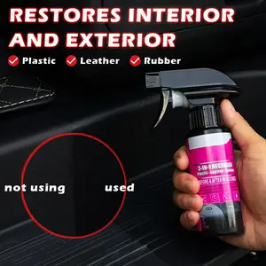 QZYUM Car Plastic Restorer Back To Black Gloss Interior Rubbers & Leather Longlasting Refurbish Coating Cars Plastic Parts Black Shine Polish Restorer, Protectant Spray