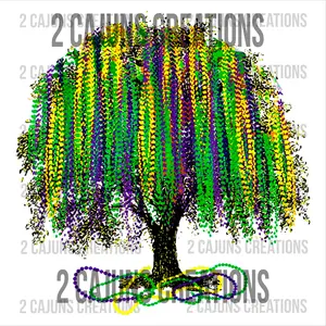 Mardi Gras Watercolor Bead Tree High Quality DTF Transfer