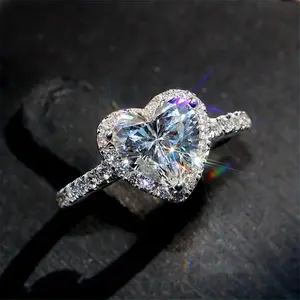 Heart Shaped Sparkling Wedding Ring Adjustable Finger Ring fashion Jewelry Accessories