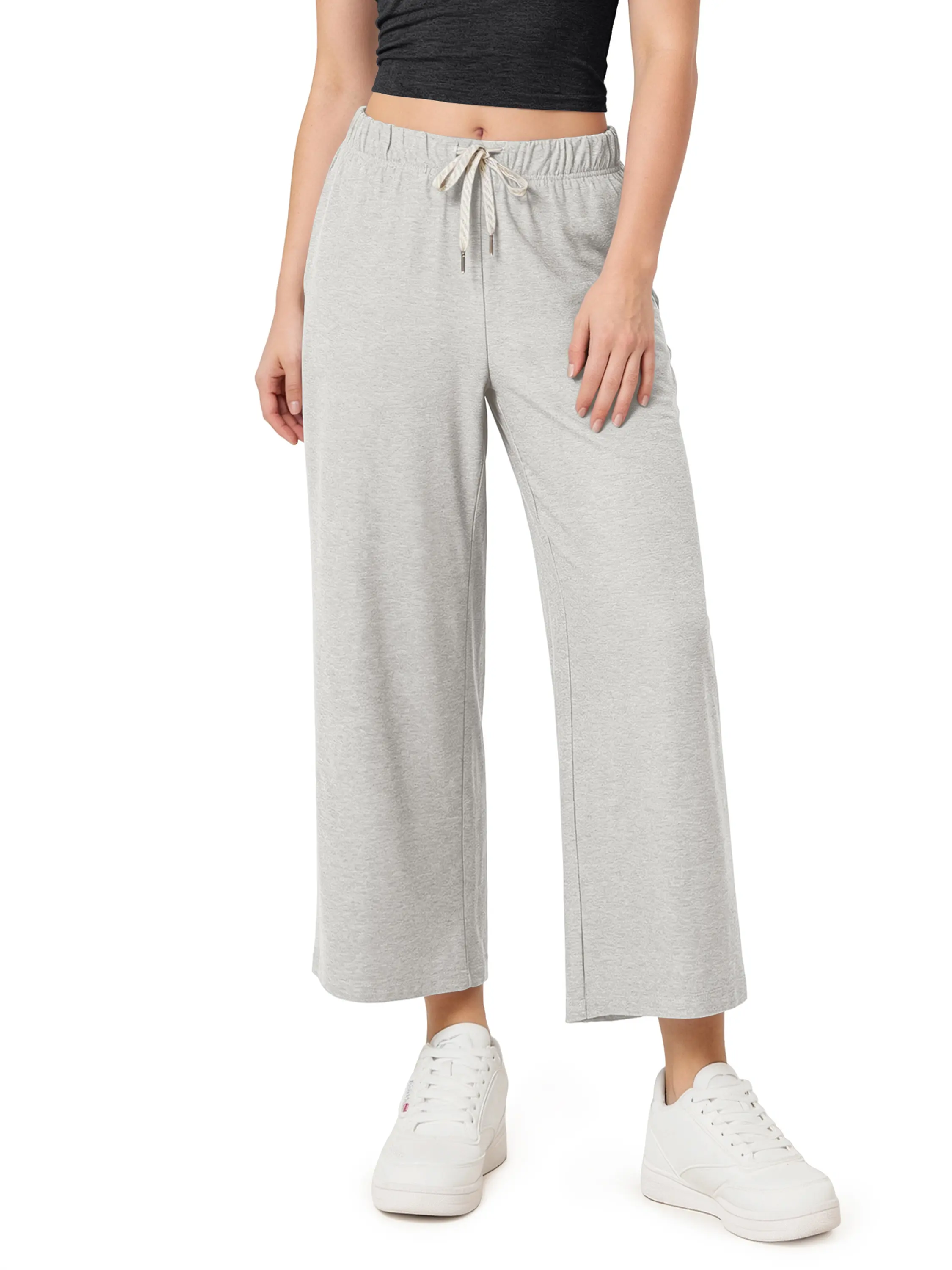 ODODOS Women's Basic Casual Jersey Loungewear Straight Leg Cropped Capri Pants - Ultra Soft odSTRATUM Tech Relaxed Pajama Bottoms with Pockets, 22" Inseam, Upf 50+