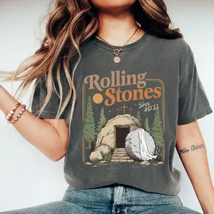 Comfort Colors Christian Easter Rolling Stones TShirt, Retro Easter ,Christian Jesus T-Shirt ,Vintage Since AD 33 Tee, Jesus Christian TShirt