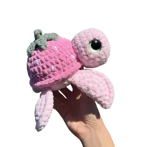 Crochet strawberry turtle plush