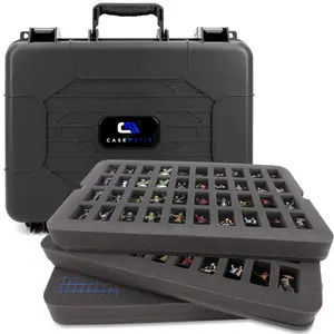 Hard Shell Miniature Case with 80 slots and customizable foam for large minis. Fits Warhammer 40K, DnD, RPG figures and more.