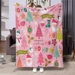 Christmas Themed Blanket, 1 Count Soft Warm Comfortable Throw Blanket, Multifunctional Blanket for Home Office Travel Camping