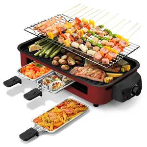Pukomc White Electric Smokeless Indoor Grill with 5 Temp Levels, Non-Stick Surface, Removable Tray, Dishwasher Safe, Springtok Multifunction - Durable Portable Outdoor Griddle Patio Pro Griddle