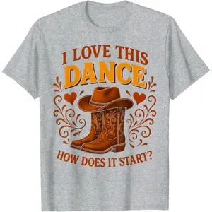 Retro How Does This Dance Start Line Dancer Country T-Shirt Relaxed Fit Cotton T-Shirt