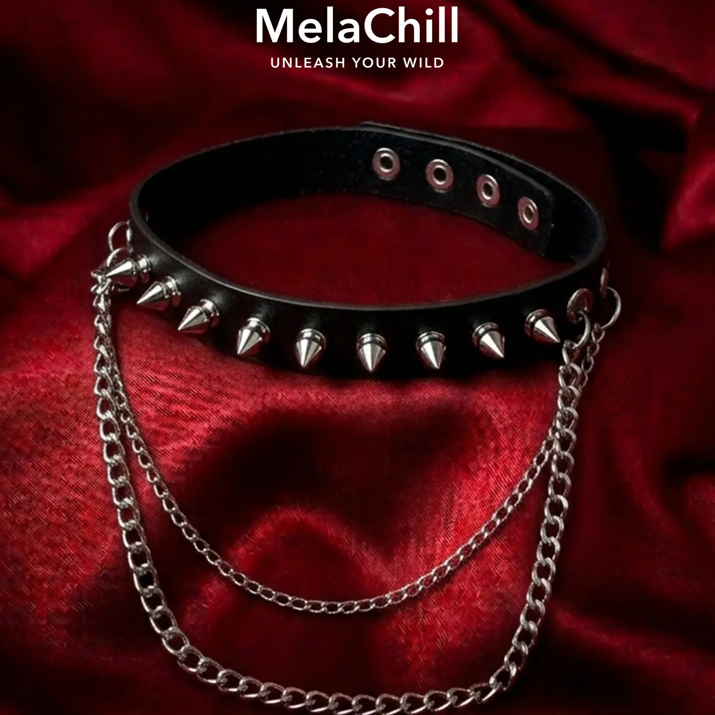 Black Spike Double Chain Choker — MelaChill