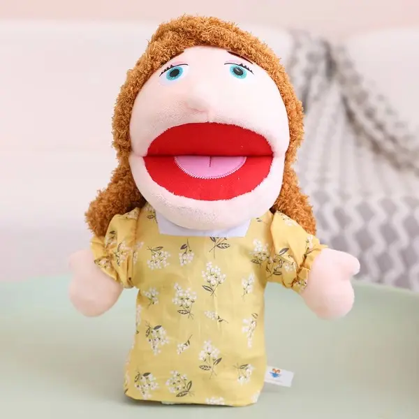 Unisex 28-33cm High-Quality PP Cotton Classic Wolf Cartoon Plastic Finger & Hand Puppet, Role Play Prop, Kids' Family Activity Toy for Bedtime Stories