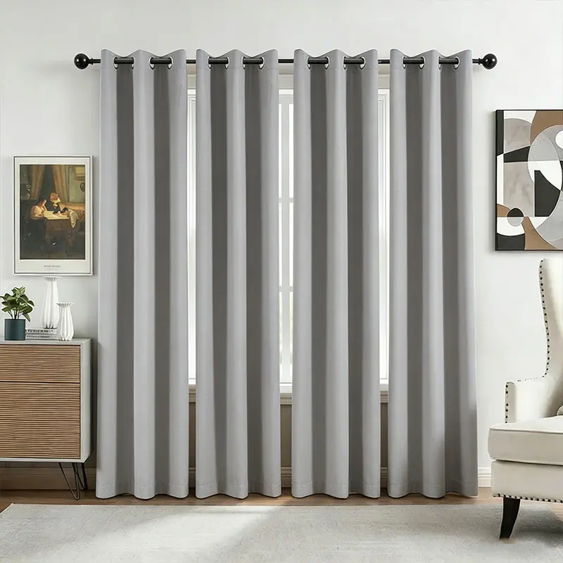 4-Piece Solid  Blackout Curtains, Magnetic Suction Clip Compatible, Noise & Heat Insulation, Privacy Protection for Living Room | curtains for bedroom，office， All-Season Use