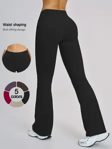 Women's Sporty Long Pants, Wide Waistband Design, 3D Fit, High Stretch, Breathable, Sweat-Wicking, Comfortable, Non-Itchy, Durable