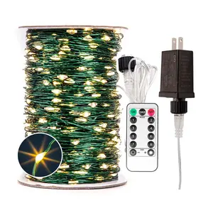 200FT Plug In Fairy String Lights, 600 LEDs Waterproof Green Wire Warm White Lights with Remote, 8 Modes Twinkle Lights for Christmas Tree, Patio, Garden, Backyard & Wedding Decor