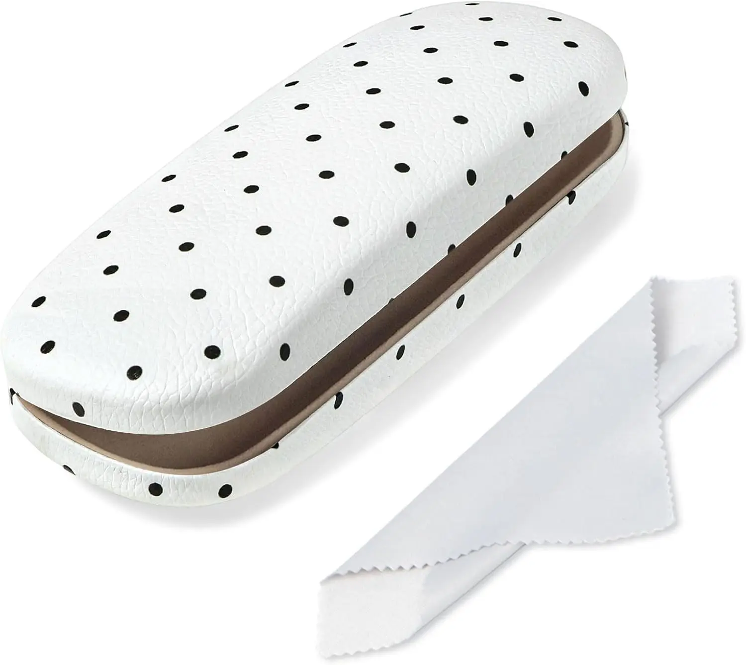 Cute Hard Shell Leather Protective Sunglasses Eyeglass Case for Women with Cleaning Cloth