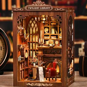 DIY Micro Light Bookshelf Book Nook Kit, 3D Building Model Assembly Set, Creative Home Decor Craft Art, Perfect Gift for Friends and Family