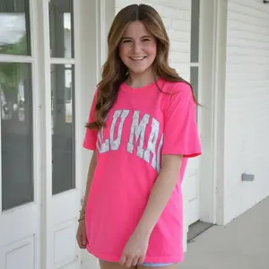 Lulu Mac Camo on Neon Pink Comfort Colors Tee