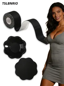 Black Winding Chest Bandage Roll Breathable Fabric Milk Sticker Free Shaping Stage Photography Necessary for Long-term Theme Wear