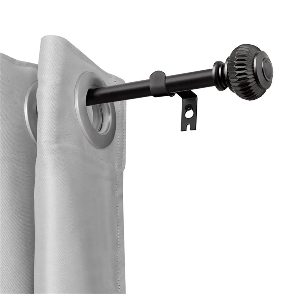 212 MAIN Metal Modern Wall-Mounted 3/4 in Telescopic Curtain Rod - Adjustable Drapery/Tapestry Pole for 86-120 in Windows, Black Home Decoration Curtain & Interior Decoration Accessory for Bedroom, Living Room, Interior Decoration Accessories