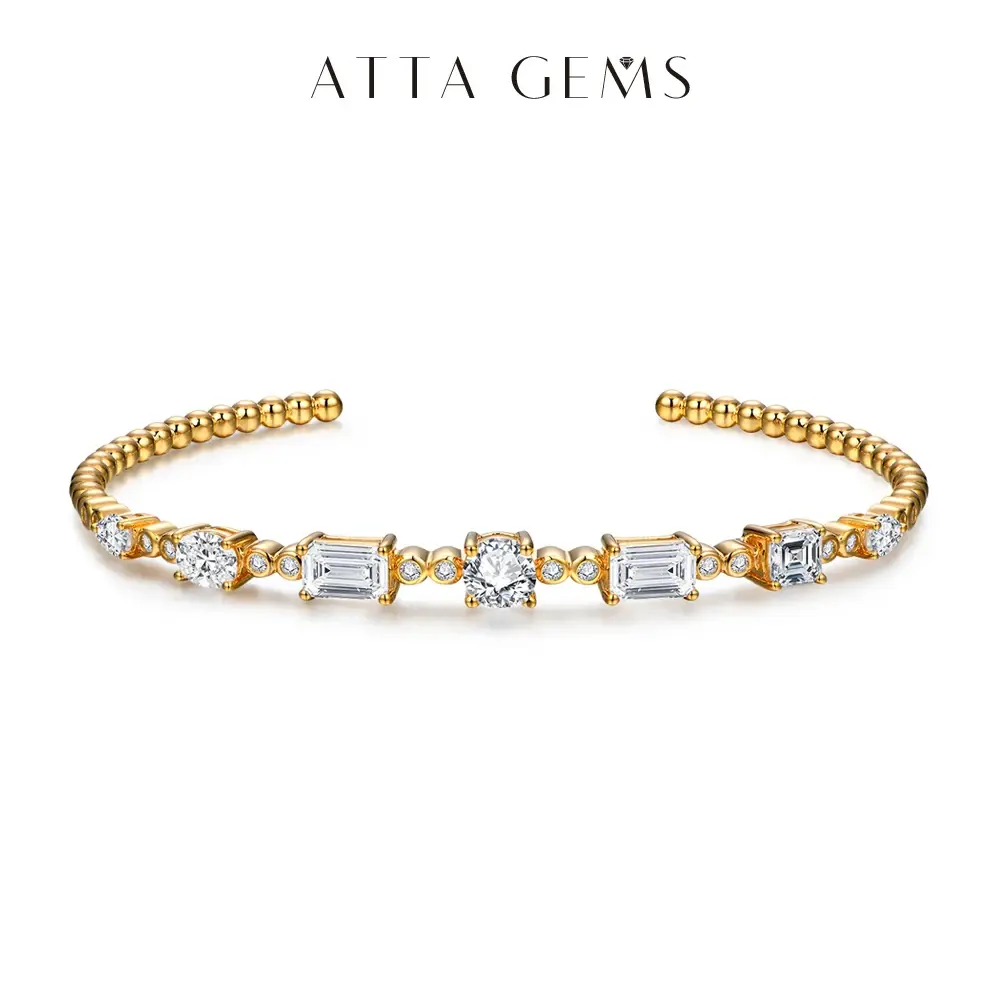 Women's Luxury Bangle with Certified Synthetic Moissanite, D Color VVS1 Clarity Stones, Jewelry for Engagement and Anniversary Gifts, Bracelets Jewelry, Elegant Jewelry Bracelet