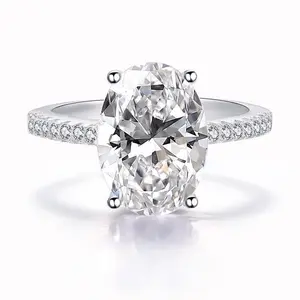 [G302]S925 Sterling Silver Classic four-prong setting, dove-egg shape, high quality zircon ring