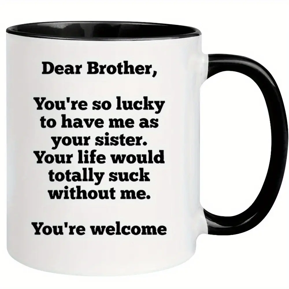 1pc, 11oz, Gifts for Brother Coffee Mug, Big Little Brother Gift, Brother Birthday Gifts from Sister, Thank You Gifts for Brother Coffee Cups Ceramic, Brother Definition Tea Cup