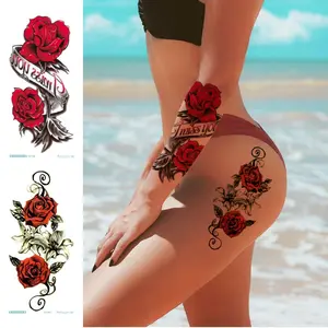 Waterproof Rose Pattern Half Sleeve Temporary Tattoo Stickers, Long-Lasting and Low Allergy Fake Tattoos, Suitable for Women