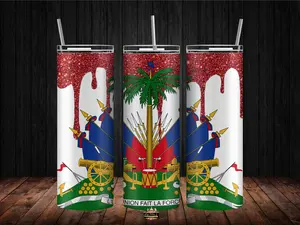 Haitian Flag Day 20oz Tumbler Cup - Stainless Steel - Bottle
