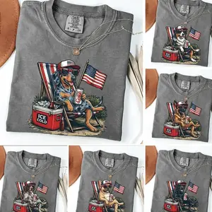 Comfort Colors Funny 4th of July Dog TShirt, Dachshund Drinking Diet Coke, Labrador Patriotic Dog Lover Tee, Funny Dog Meme Shirt.