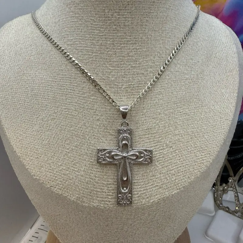 925 sterling silver 20” high quality solid Italian silver serenity cross)) cadena y dije de plata Italiana Alta calidad 20” pulgadas de Cruz de la serenidad solido