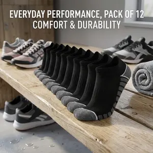 Men's Athletic Running Socks 12-Pack - Cushioned, Breathable, Low-Cut Activewear Menswear Sportswear with Moisture-Wicking, Lightweight, Durable Design for Gym Jogging, Casual Wear