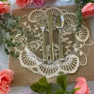 HopeAnastasiaDesigns Handmade Die-Cut Floral Placemats - Elegant Cricut-Crafted Wedding Table Décor for Receptions, Showers & Events, Customizable Colors, Reusable & Eco-Friendly
