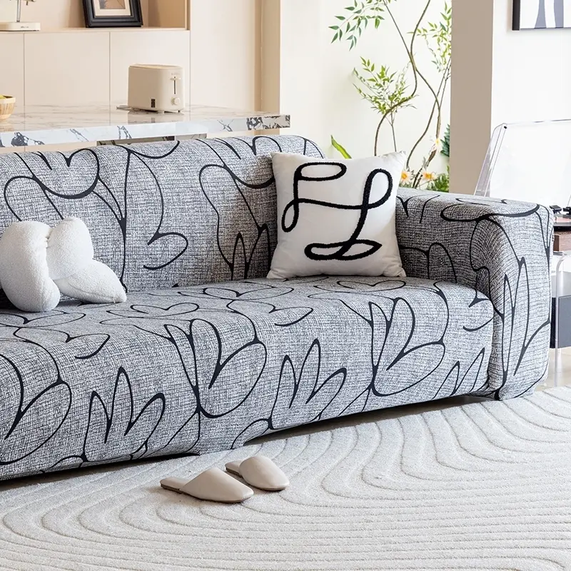 High Elasticity Geometric Print Sofa Cover, Pet Friendly, Removable & Washable, Full Coverage Couch Protector, Decorative Furniture Slipcover, Elastic Stretch Slipcover
