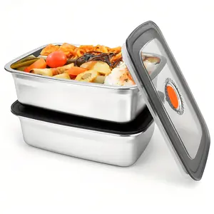 3-Piece/6-Piece Leak-Proof Stainless Steel Sealed Food Containers, Food-Grade Stainless Steel, Microwave and Dishwasher Safe for Travel and Home