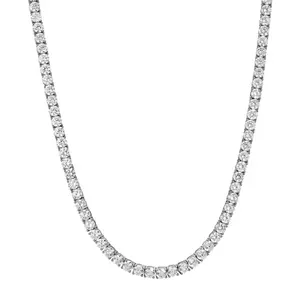 [5A+ Cubic Zirconia] 4MM CZ Brass Tennis Necklace Round Cubic Classic Hiphop Style Trendy Elegant For Women For Men Radiant Brilliance BlingVibes